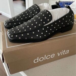Dolce Vita Beny Studded Black Leather Loafers Size 6